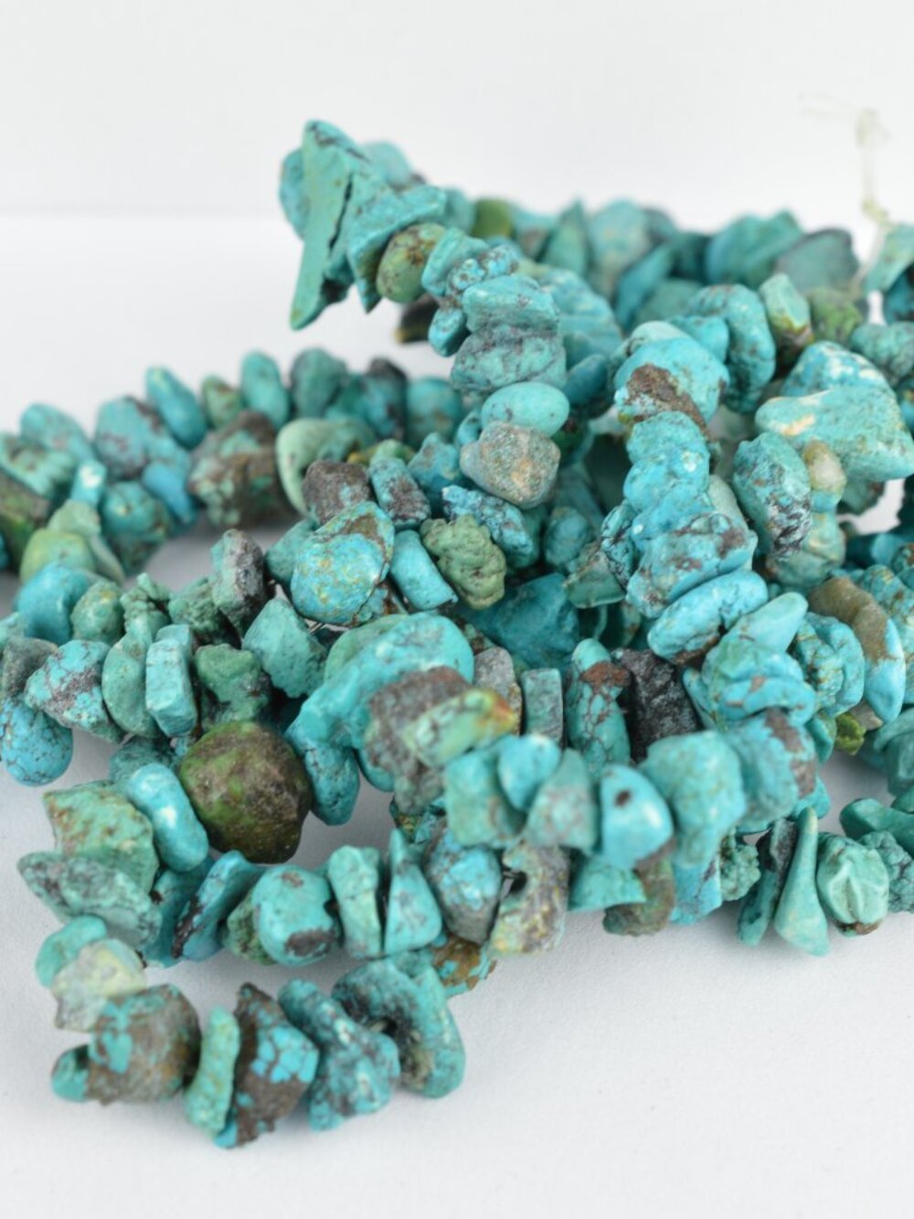 Turquoise Chip Necklace Southwest Style on String Raw Nugget Natural 34" Native